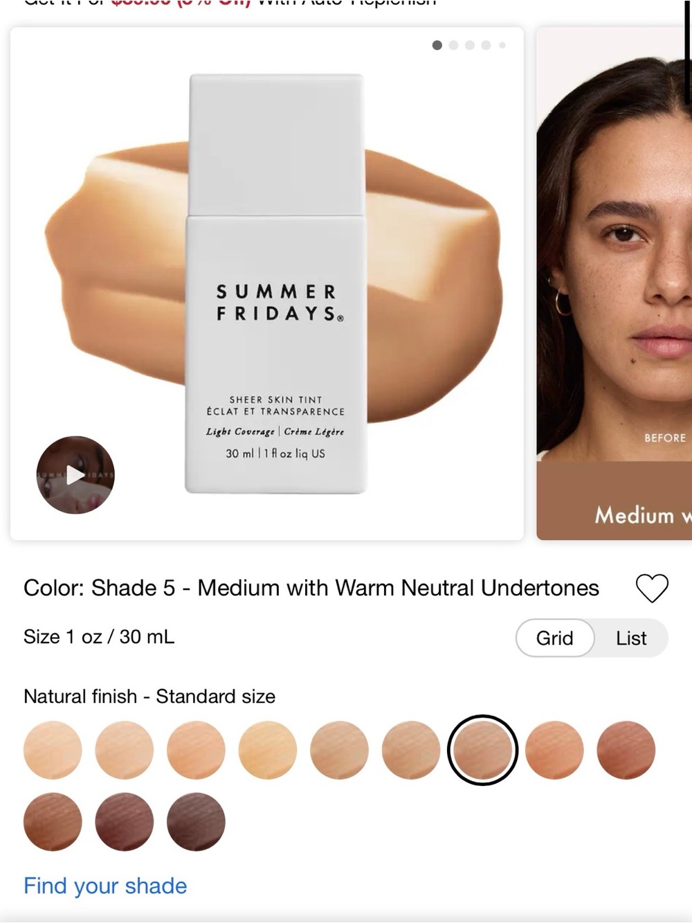 New Summer Fridays Sheer Skin Tint Shade 6